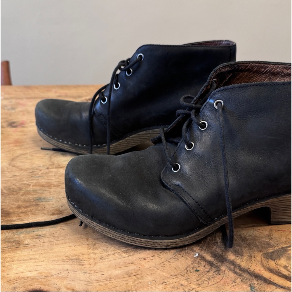 Dansko Black Ankle Boots with Lace-Up Design